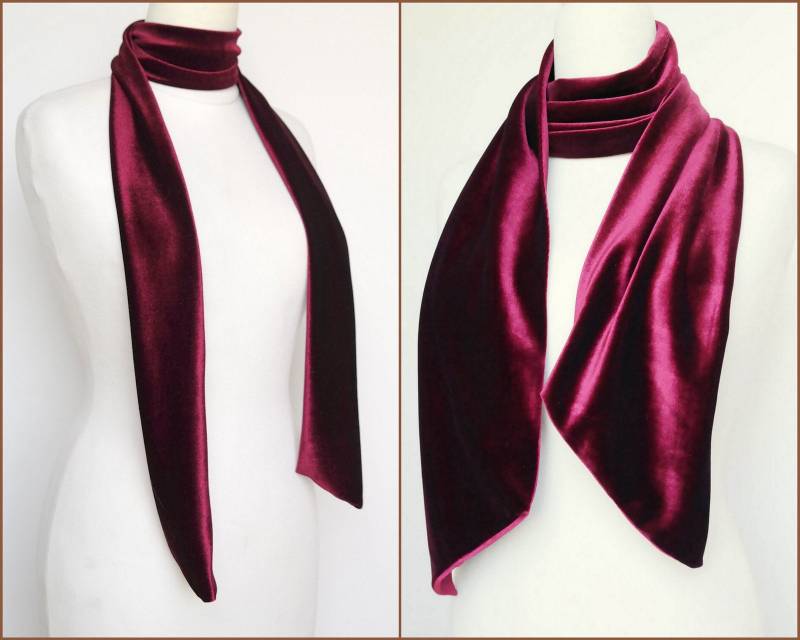 Samtschal, Weinroter Dünner Schal Stirnband, Krawatte, Halsschal, Turban Samtschal, Weinroter Dünner Schal Stirnband, Krawatte, Halsschal, Turban von ShoshkaBoutique