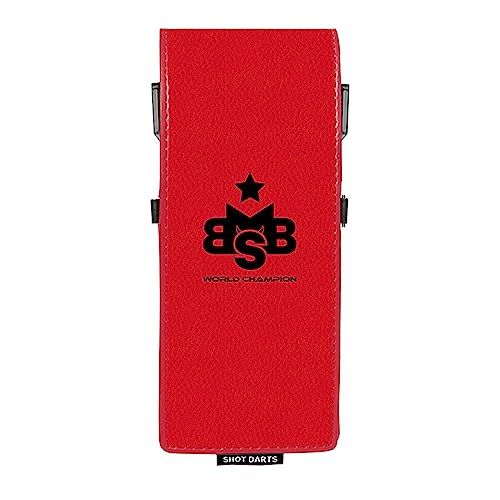 Shot! Dart Case Michael Smith Bully Boy Drop In Case Darttasche Wallet Aufbewahrung für 1 Dartset und Zubehör wie Flights und Schäfte (Rot) von Shot!