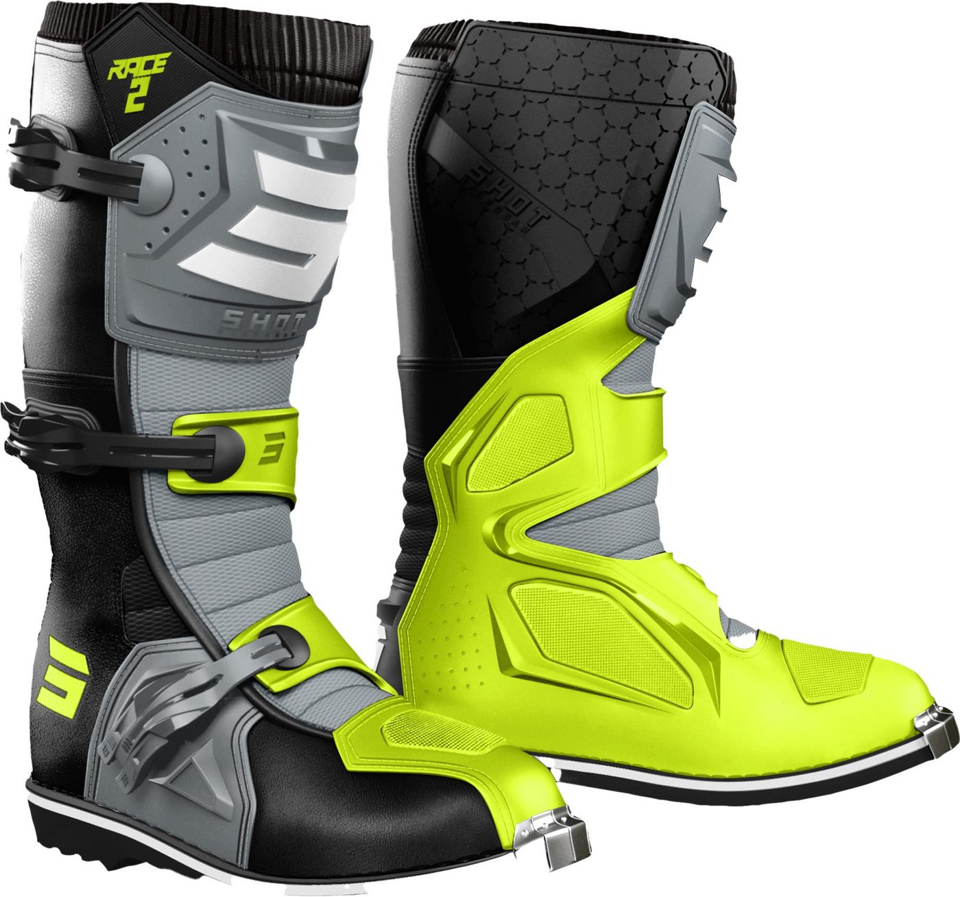 Shot Race 2 Motocross Stiefel Motorradstiefel Atmungsaktiv von Shot