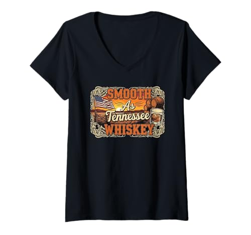Damen Smooth As Tennessee Whiskey - Sunset Styles T-Shirt mit V-Ausschnitt Damen Smooth As Tennessee Whiskey - Sunset Styles T-Shirt mit V-Ausschnitt von Shotgun Design Co.