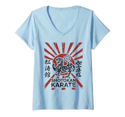 Damen Shotokan Karate Tiger Symbol Kampfsport T-Shirt mit V-Ausschnitt Damen Shotokan Karate Tiger Symbol Kampfsport T-Shirt mit V-Ausschnitt von Shotokan Tiger Symbol Shotokan Karate