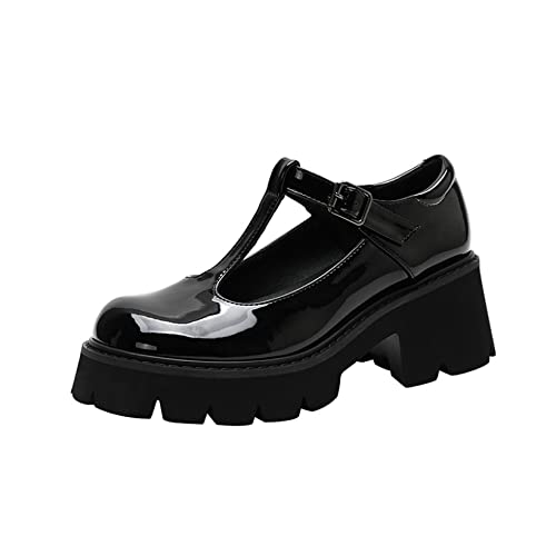 Frauen klobige Plattform Mary Jane Schuhe Retro Schnallenriemen runde Zehen Wohnungen Flacher Mund japanische süße Lolita Prinzessin Schuhe von Shouda