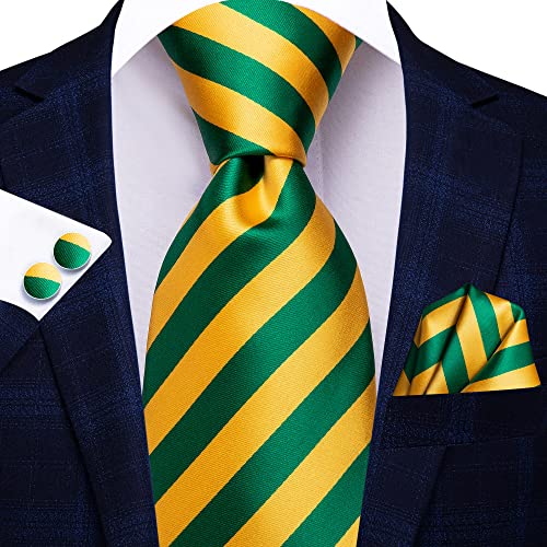 Shouqiao Herren Seidenkrawatte Set Classic Gelb Grün gestreifte Krawatte Set Krawatte Taschentuch Manschettenknöpfe Gewebte Krawatte Set für Männer Business Hochzeit Party Krawatte,wie Gezeigt Shouqiao Herren Seidenkrawatte Set Classic Gelb Grün gestreifte Krawatte Set Krawatte Taschentuch Manschettenknöpfe Gewebte Krawatte Set für Männer Business Hochzeit Party Krawatte,wie Gezeigt von Shouqiao
