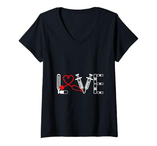 Damen Liebe – Ärzte, Krankenschwestern, Mediziner, Notfall-Valentinstagsgeschenk T-Shirt mit V-Ausschnitt Damen Liebe – Ärzte, Krankenschwestern, Mediziner, Notfall-Valentinstagsgeschenk T-Shirt mit V-Ausschnitt von Show Love Designs