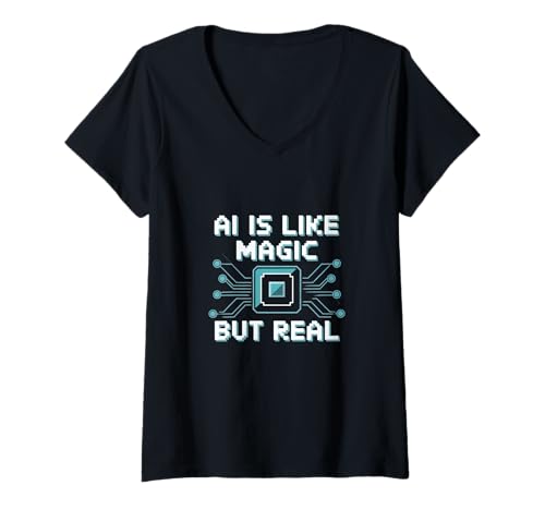 Damen Künstliche Intelligenz ist wie Magie aber echt T-Shirt mit V-Ausschnitt Damen Künstliche Intelligenz ist wie Magie aber echt T-Shirt mit V-Ausschnitt von Show off your expertise as a Prompt Engineer