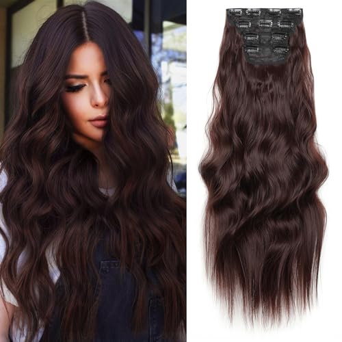 ShowJarlly Clip in Extensions, 4PCS 60 cm Voller Kopf Haarverlängerungen mit Clips Synthetik Gewellte Haarextension Wavy Haar Extensions Clip in Haarteil für Frauen ShowJarlly Clip in Extensions, 4PCS 60 cm Voller Kopf Haarverlängerungen mit Clips Synthetik Gewellte Haarextension Wavy Haar Extensions Clip in Haarteil für Frauen von ShowJarlly