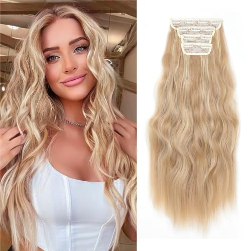 ShowJarlly Clip in Extensions, 4PCS 60 cm Voller Kopf Haarverlängerungen mit Clips Synthetik Gewellte Haarextension Wavy Haar Extensions Clip in Haarteil für Frauen ShowJarlly Clip in Extensions, 4PCS 60 cm Voller Kopf Haarverlängerungen mit Clips Synthetik Gewellte Haarextension Wavy Haar Extensions Clip in Haarteil für Frauen von ShowJarlly