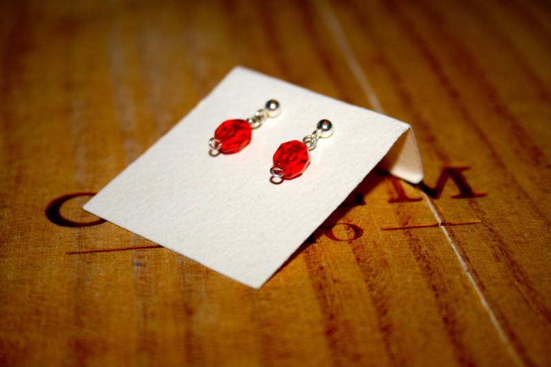 Ohrringe in 925Er Silber Mit Orange Kristallanhänger von ShowMeBeautiful