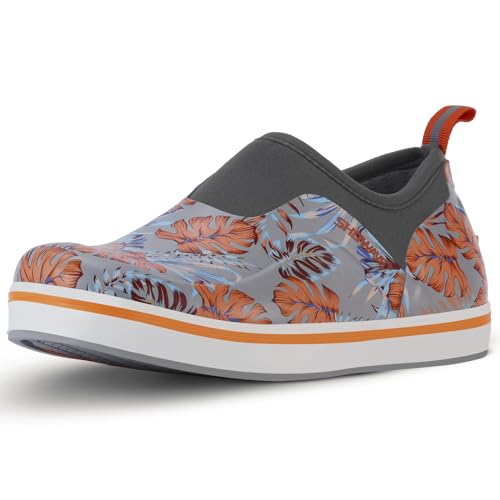Showave Damen Deckschuhe Wasserdicht Regenschuhe Atmungsaktiv Rutschfest Gummi Regenstiefel Low Cut Design für Outdoor Angeln Gartenarbeit Walking, Blatt-Stil, 36 EU von Showave