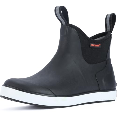 Showave Damen Regenstiefel Wasserdicht Knöchel Gummi Deck Stiefel Isolierte Neopren Rutschfeste Stiefel Leichte Outdoor Jagd Angeln Garten Stiefel für Frauen, Schwarz, 39.5 EU von Showave