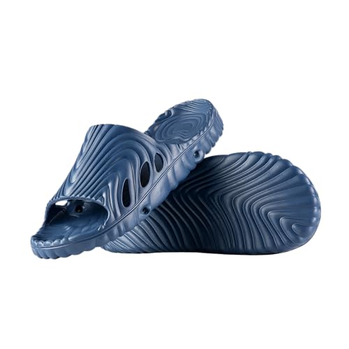Shower Shoez Rutschfeste Sandalen für Herren und Damen, mit seitlichen Abflusslöchern und Fußgewölbeunterstützung, Fitnessstudio, Pool, Strand, Schlafsaal, Dusche, Dunkelblau, 11.5-12 Women/9.5-10 Men von Shower Shoez