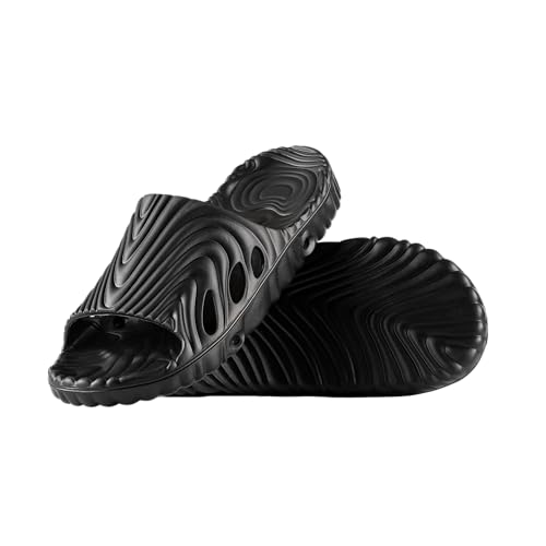 Shower Shoez Rutschfeste Sandalen für Herren und Damen, mit seitlichen Abflusslöchern und Fußgewölbeunterstützung, Fitnessstudio, Pool, Strand, Schlafsaal, Dusche, Schwarz, 10.5-11 Women/8.5-9 Men von Shower Shoez