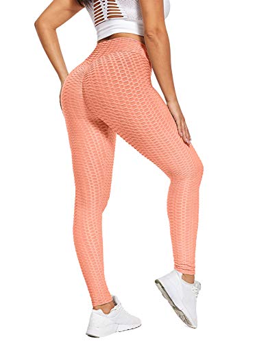 shownicer Damen Sport Leggings Slim Fit Hohe Taille Push Up Sporthose Lange Leggings mit Bauchkontrolle Yogahose Fitnesshose Kompressions Stretch Workout Training Jogginghose Orange XS von shownicer