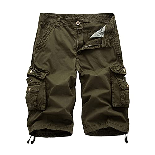 shownicer Herren Cargo Shorts Vintage Kurze Hose Bermuda Shorts Sommer Sweatpants Cargo Jogging Freizeit Sporthose A Grün L von shownicer