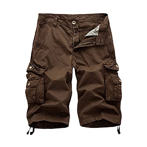 shownicer Herren Cargo Shorts Vintage Kurze Hose Bermuda Shorts Sommer Sweatpants Cargo Jogging Freizeit Sporthose A Kaffee XXL von shownicer