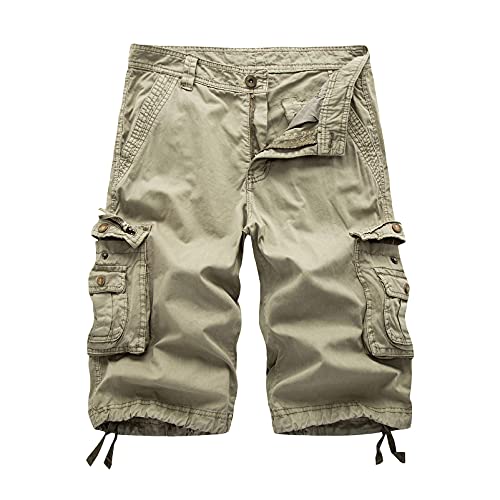 shownicer Herren Cargo Shorts Vintage Kurze Hose Bermuda Shorts Sommer Sweatpants Cargo Jogging Freizeit Sporthose A Khaki L von shownicer