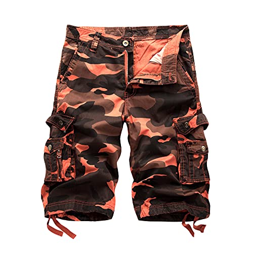 shownicer Herren Cargo Shorts Vintage Kurze Hose Bermuda Shorts Sommer Sweatpants Cargo Jogging Freizeit Sporthose B Rot XL von shownicer