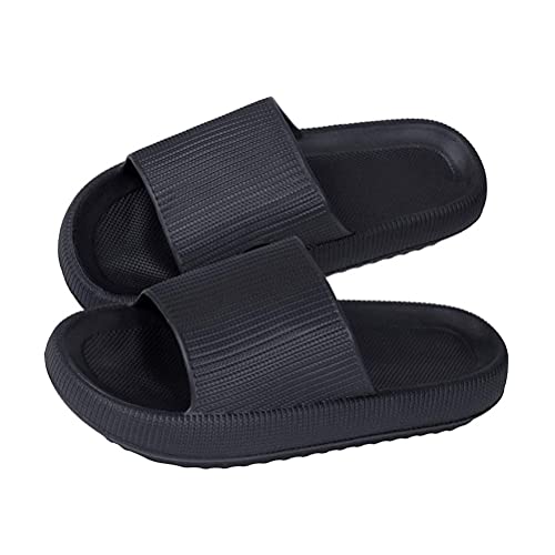 shownicer Herren Damen Badeschuhe Badeschlappen Slippers Sommer Streifen Hausschuhe Home Slippers rutschfeste Pantoletten Badelatschen Strand Sandale A Schwarz 44/45 EU von shownicer