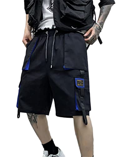 shownicer Herren Techwear Shorts Kurze Hosen Sommer Baggy Hip Hop Cargo Shorts Bermudas Chino Jogger Hose Casual Männer Streetwear Multi Tasche X06 Blau L von shownicer