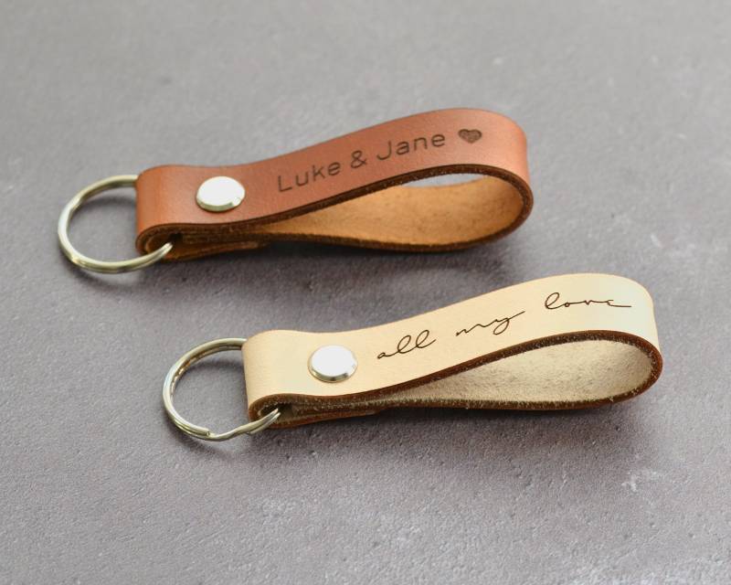 Leder Handschrift Schlüsselanhänger, Echte Geschenk, Valentinstag Individuelle Signatur Schlüsselanhänger von ShowstopperSupplies