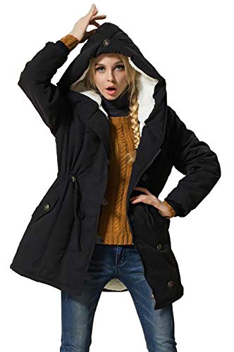 Showu Damen Winterjacke, Wintermantel Daunenjacke Outwear Parka mit Kapuze Graben Outwear (Schwarz, XX-Large) von Showu