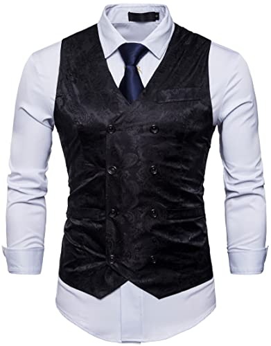 Showu Herren Paisley Weste Slim Fit Geschäft Hochzeit Elegant Anzugweste Stil Blazer von Showu