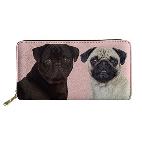 Showudesigns Langes Portemonnaie mit Tiermotiv, Kreditkartenetui für Teenager-Mädchen, Mops, Einheitsgröße, Casual von Showudesigns