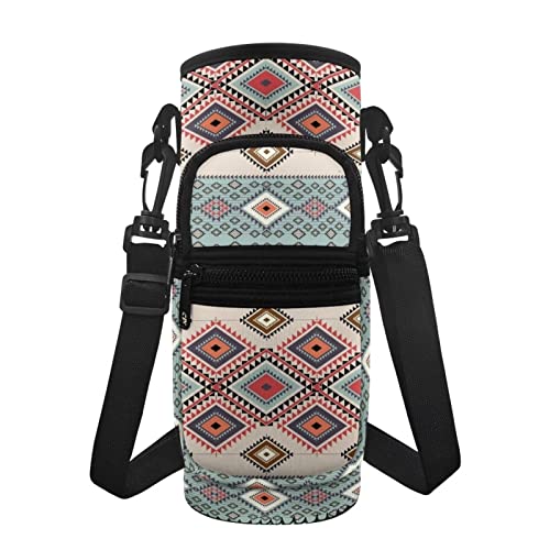 Showudesigns Aztekischer Wasserflaschenhalter für Damen und Herren, tragbare Wasserflaschenträger für Wandern, Laufen, Wasserflasche, Umhängetasche, Navajo Wasserflaschen-Geldbörse von Showudesigns