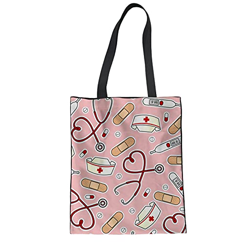 Showudesigns Baumwolltasche Jutebeutel - Nurse Stoffbeutel für Grauen Shopper Handtasche Schulter Bücher Beutel - Stylische Fun Krankenschwester Tasche, Rosa von Showudesigns