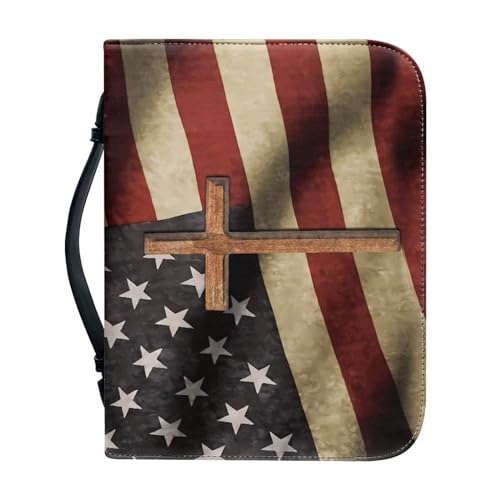 Showudesigns Bibelhülle mit amerikanischer Flagge, für Damen und Herren, große patriotische Bibeltasche, Organizer, froh für Bibelstudium, täglichen Gebrauch, Pendler, Heiliges Buchschutz, von Showudesigns