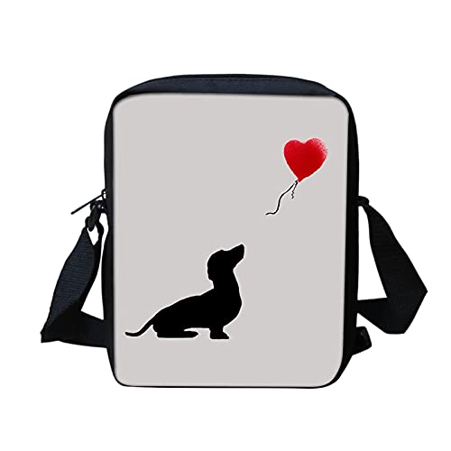 Showudesigns Crossbody Tasche für Kinder Jungen Mädchen Kleine Umhängetasche Messenger Taschen, Dackel, Einheitsgröße von Showudesigns