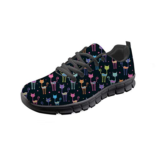 Showudesigns Damen Herren Laufschuhe Leichte Sneaker Atmungsaktiv Bequeme Schuhe Zum Gehen Frauen Freizeit Sportschuhe Karikatur Krankenschwester Schuhe Katze Schwarz Nurse Shoes (Größe 36) von Showudesigns