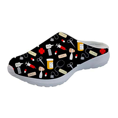 Showudesigns Damen Herren Pantoffeln Weiche Leicht Wärme Hausschuhe rutschfeste Slippers Für Unisex Lustig Spritze Schwarz Nurse EU 38 von Showudesigns