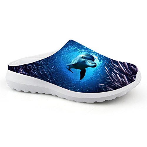 Showudesigns Damen Herren Plateau Hausschuhe Beach Schuhe Blau Drinnen Draussen Pantoffeln Slippers - Blau Delfin - Größe: 37 EU von Showudesigns