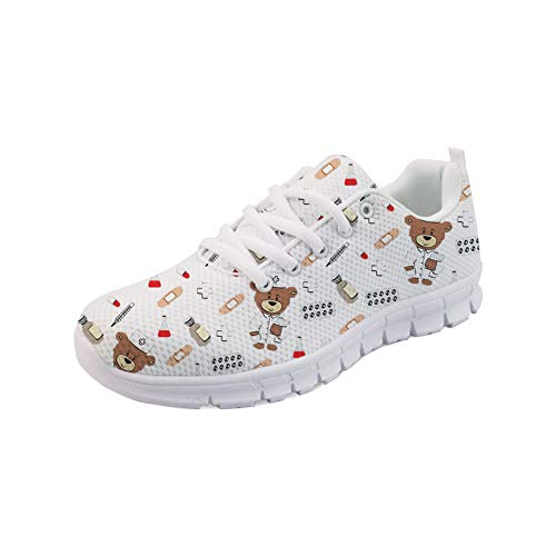 Showudesigns Damen Herren Sneaker Mesh Atmungsaktive Leicht Turnschuhe Laufschuhe Sportschuhe Bär - Cartoon Bear - Grau EU37 von Showudesigns