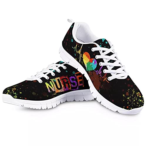 Showudesigns Damen Krankenschwester Schuhe Leichte Sportschuhe Damen Fitness Leichtathletikschuhe Weiblich Sportschuhe Turnschuhe Atmungsaktiv Nurse Schwarz EU 38 von Showudesigns
