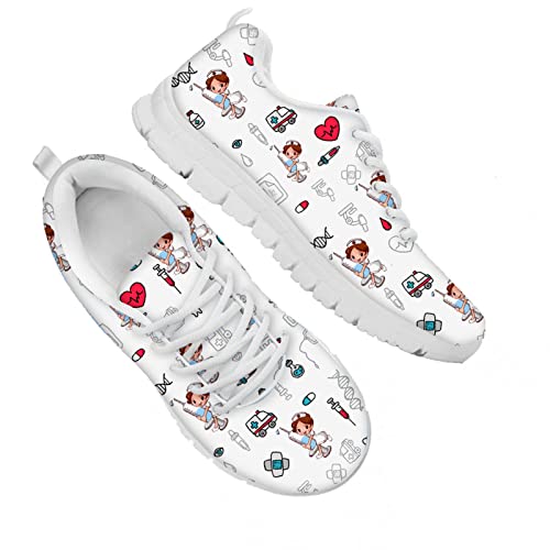 Showudesigns Damen Krankenschwester Schuhe Leichte Sportschuhe Mädchen Fitness Leichtathletikschuhe Weiblich Sportschuhe Turnschuhe Nurse Sneaker EU 40 Weiß von Showudesigns