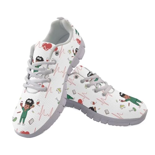 Showudesigns Damen Schuhe Krankenschwester Turnschuhe Walkingschuhe Frauen Straßenlaufschuhe Leisetreter Frühling Fashion Sneaker 39 Herzschlag Schuhe Weiß von Showudesigns