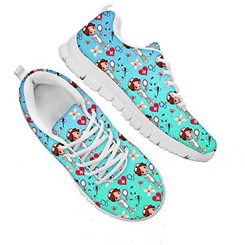 Showudesigns Damen Schuhe Turnschuhe Krankenschwester Schuhe Sportschuhe Laufschuhe Nurse Sneaker Fitnessschuhe Freizeit Walkingschuhe Aqua Blau 38 EU von Showudesigns