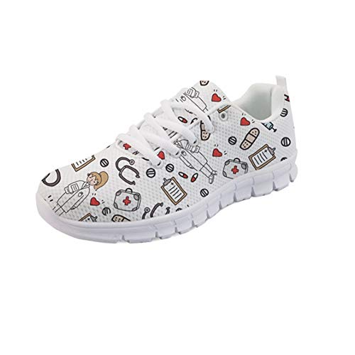 Showudesigns Damen Sportschuhe Laufschuhe rutschfeste Sneaker Turnschuhe Walkingschuhe Pille Weiß 39 von Showudesigns