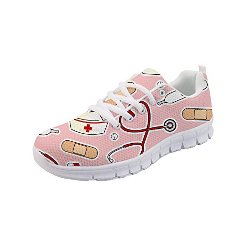 Showudesigns Damen Sportschuhe Laufschuhe rutschfeste Sneaker Turnschuhe Walkingschuhe Pille Rosa von Showudesigns