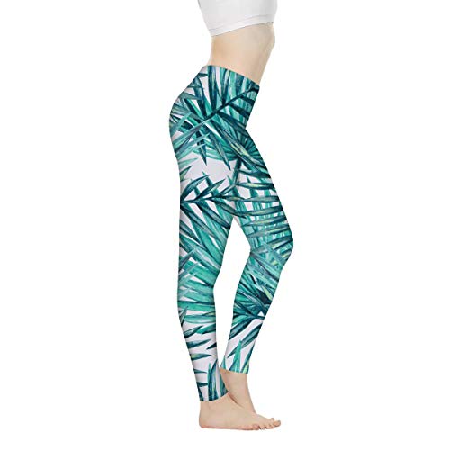 Showudesigns Damen Workout Leggings High Waised Gym Running Sport Yoga Pants Tights Gr. M, Tropischer Baum von Showudesigns