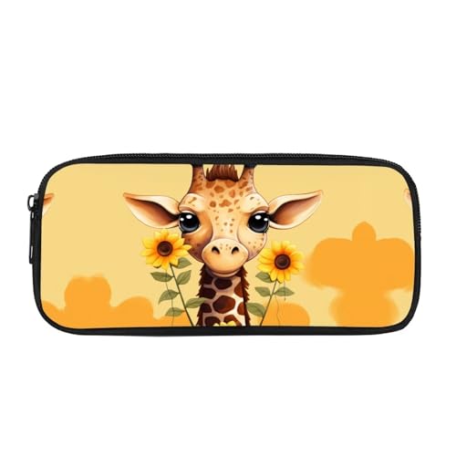 Showudesigns Einzigartiges Tier-Federmäppchen für Jungen, Kinder, Mädchen, Stifteetui, Schulbedarf, Eine Giraffen-Sonnenblume, M von Showudesigns