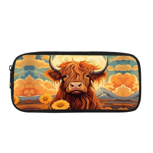 Showudesigns Einzigartiges Tier-Federmäppchen für Jungen, Kinder, Mädchen, Stifteetui, Schulbedarf, Highland Cow Designs, M, 2435K01003 von Showudesigns