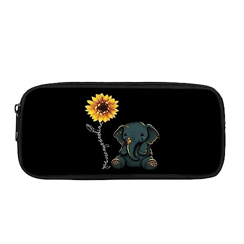 Showudesigns Federmäppchen mit Elefantenmotiv für Mädchen und Jungen, weiche Stifttasche, Stiftehalter, Taschen, Sonnenblume, Schule, Büro, Arbeit, Schreibwaren, Aufbewahrungskoffer von Showudesigns