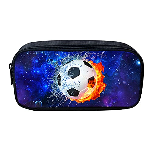 Showudesigns Fußball-Federmäppchen für die zweite Schule, Stifthalter für Kinder, Jungen, Mädchen, Tasche, Galaxie, Weltraum, Federmäppchen, Büro, College, Schreibwaren, Blau von Showudesigns