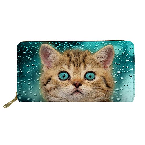 Showudesigns Geldbörse Geldbörse Clutch mit Geldklammer Tasche Katze Blau Kreditkartenetui von Showudesigns