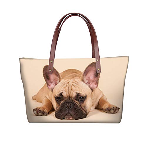 Showudesigns Handtasche mit Tiermotiv und Schmetterlingen, Braun - French Bulldog Cute - Größe: Einheitsgröße von Showudesigns