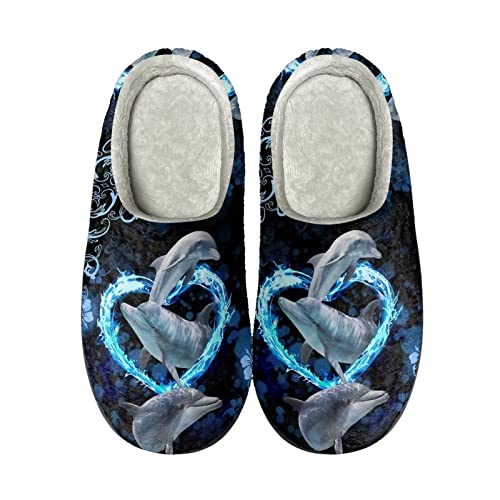 Showudesigns Hausschuhe für Damen Winter Warm Hausschuhe Größe 37-40, Delfin, 37/38 EU von Showudesigns