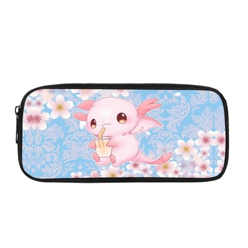 Showudesigns Kinder-Federmäppchen für Mädchen, Federmäppchen, Jungen, großes Stifteetui, Schreibwaren, Lehrer, Schulbedarf, Ein Axolotl Floral, M von Showudesigns